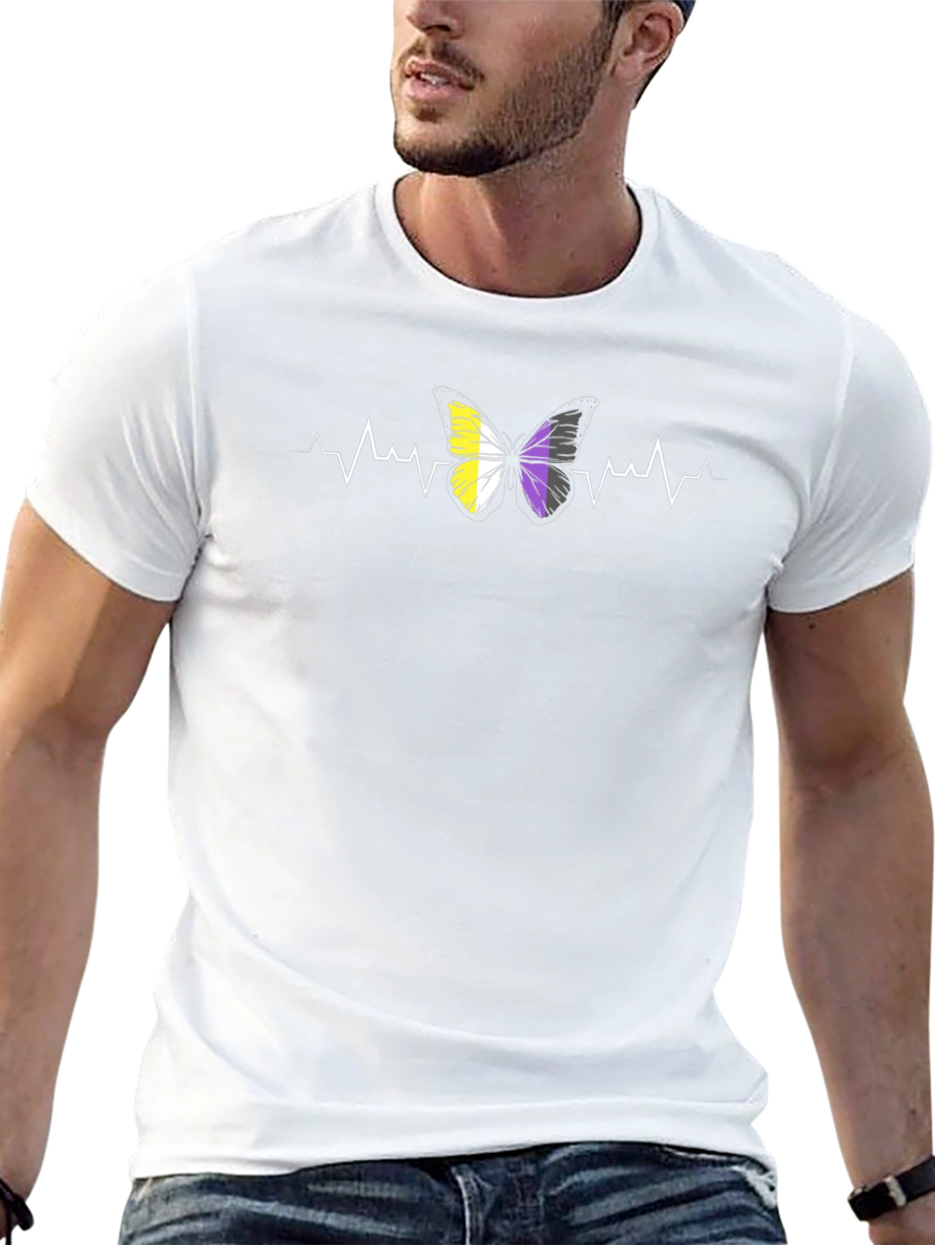 Nonbinary Butterfly Heartbeat T-Shirt