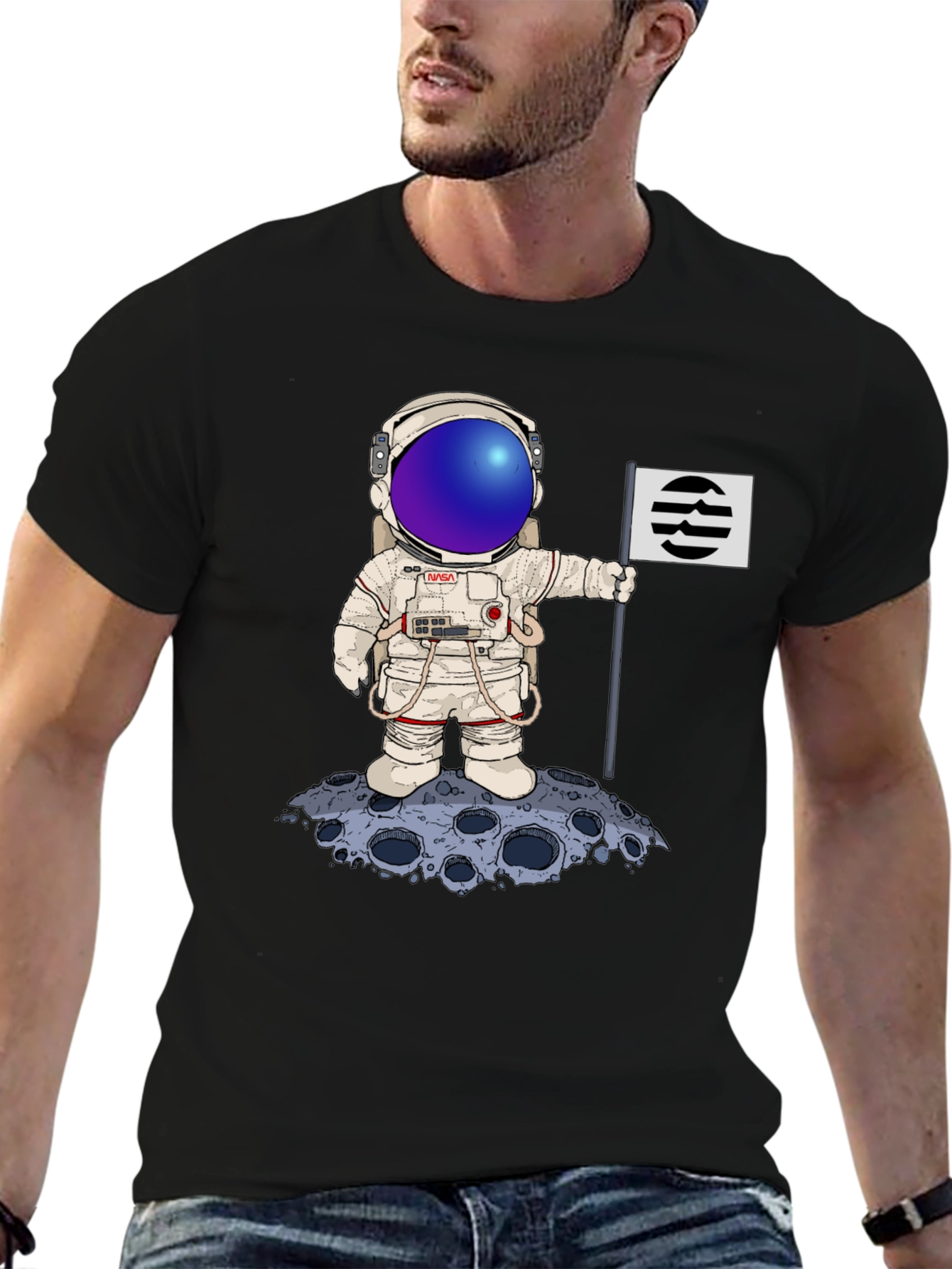 Astronaut Flag T-Shirt - Space Graphic Tee