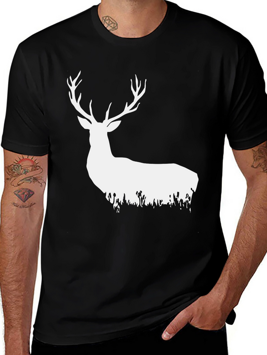 Deer Silhouette Graphic Tee - Black