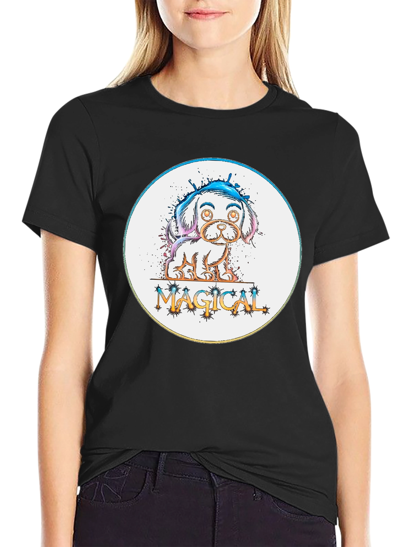 Magical Puppy Graphic Tee - Cute Dog Lover T-Shirt