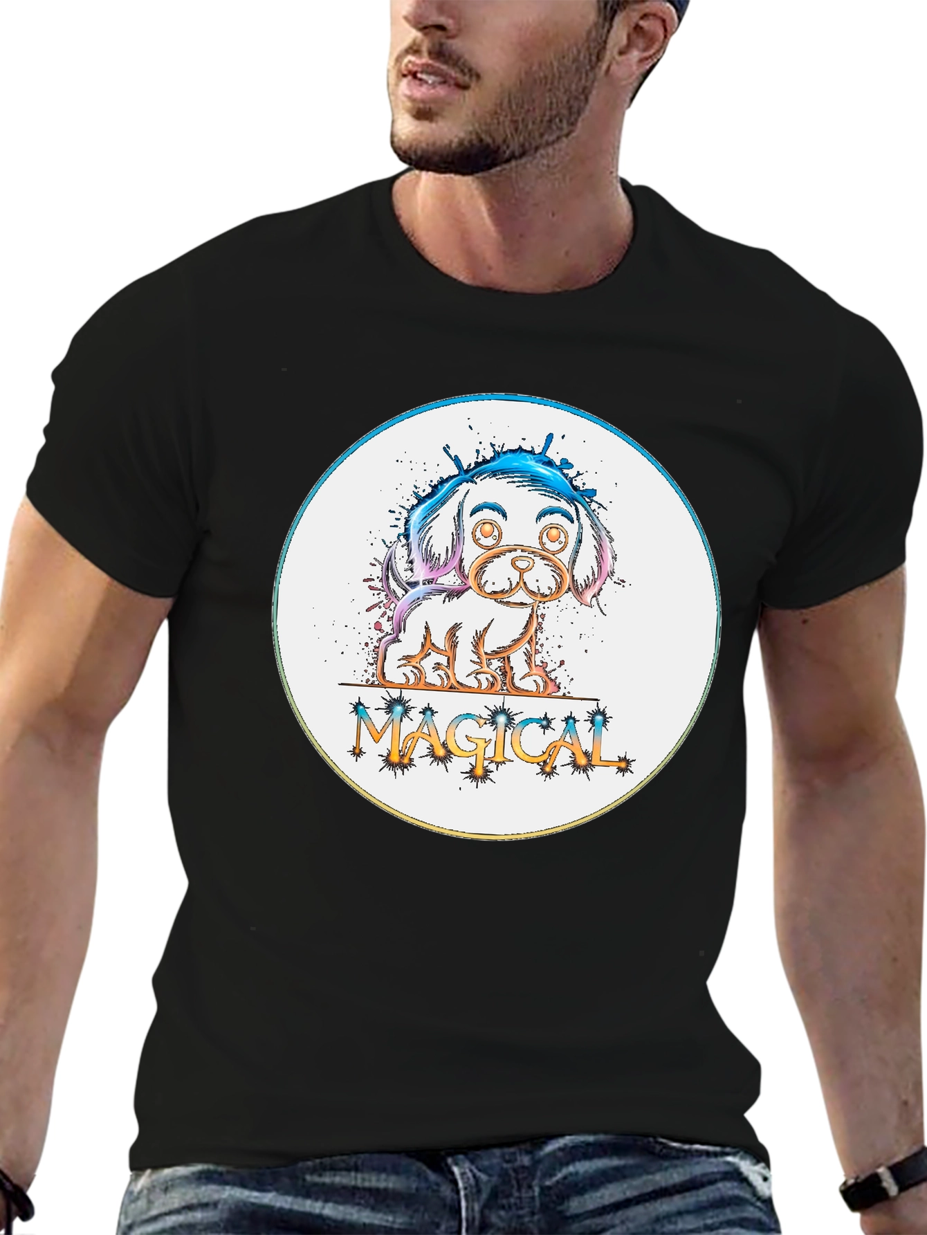 Magical Puppy Graphic Tee - Cute Dog Lover T-Shirt
