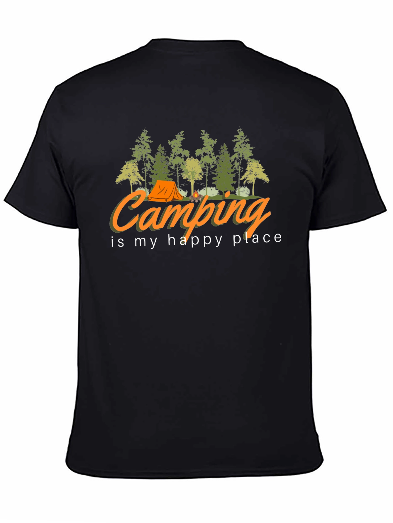 Camping is My Happy Place Black T-Shirt