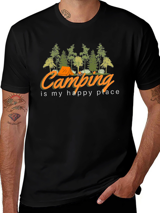 Camping is My Happy Place Black T-Shirt