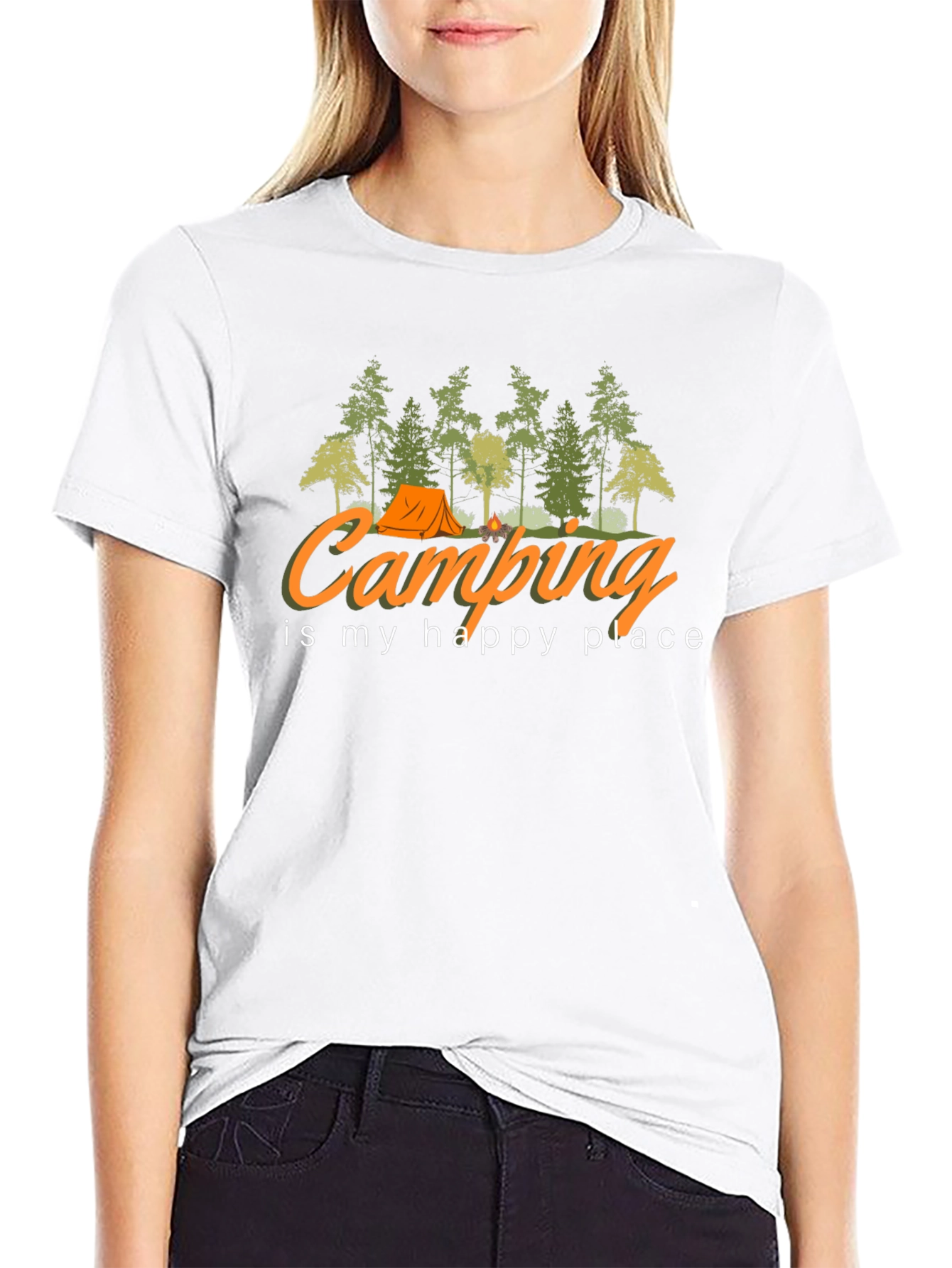 Camping is My Happy Place Black T-Shirt