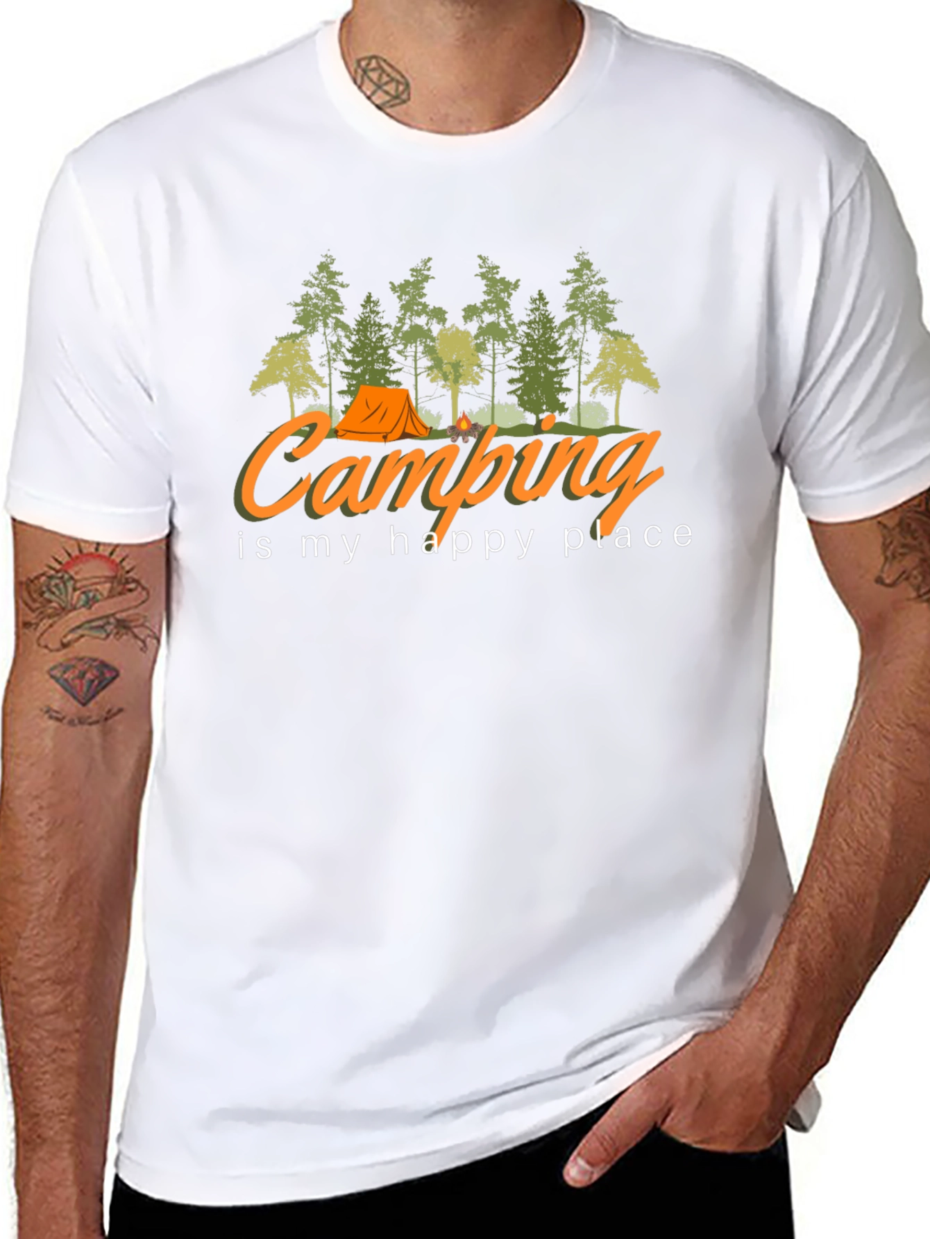 Camping is My Happy Place Black T-Shirt