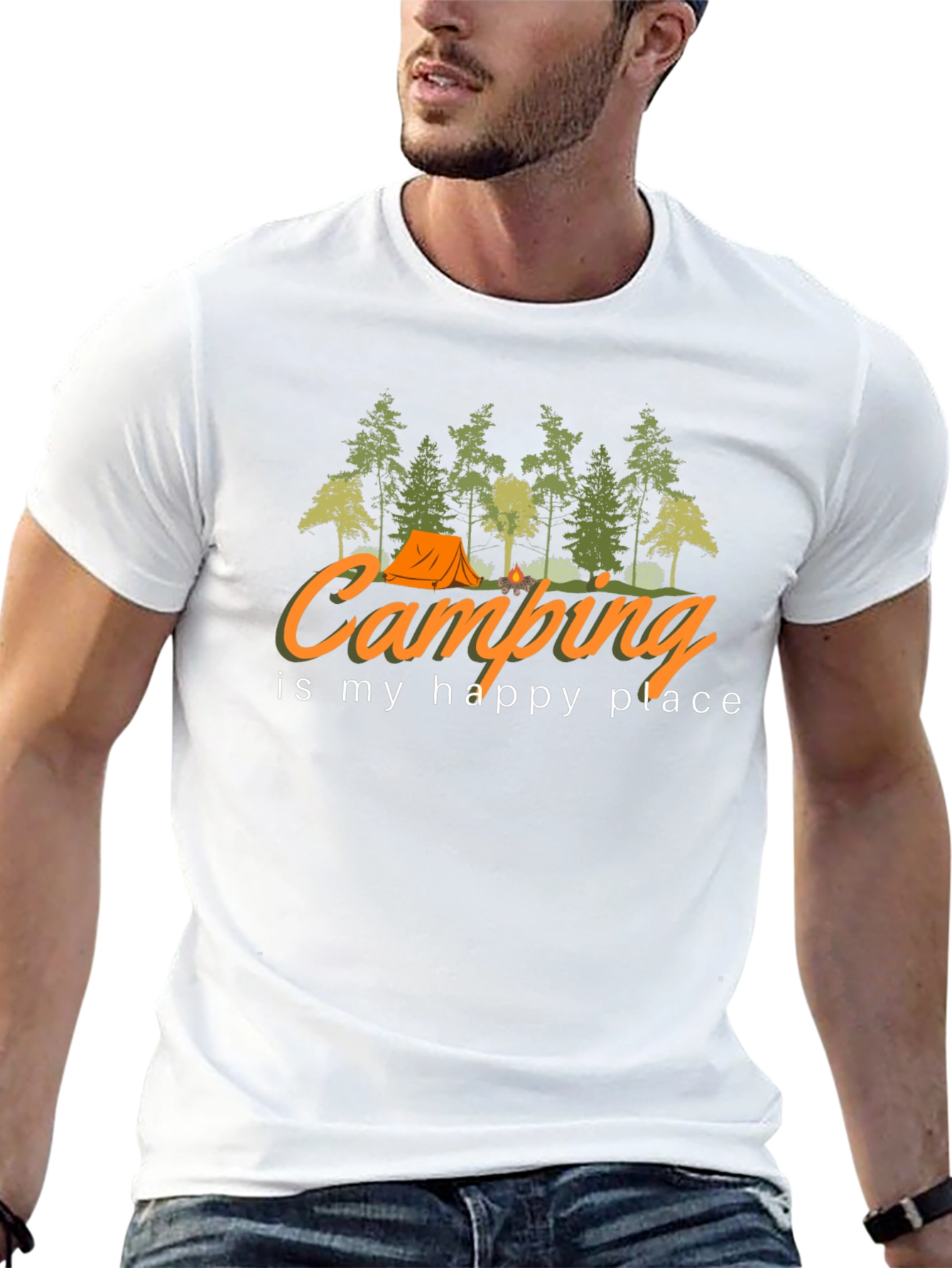 Camping is My Happy Place Black T-Shirt