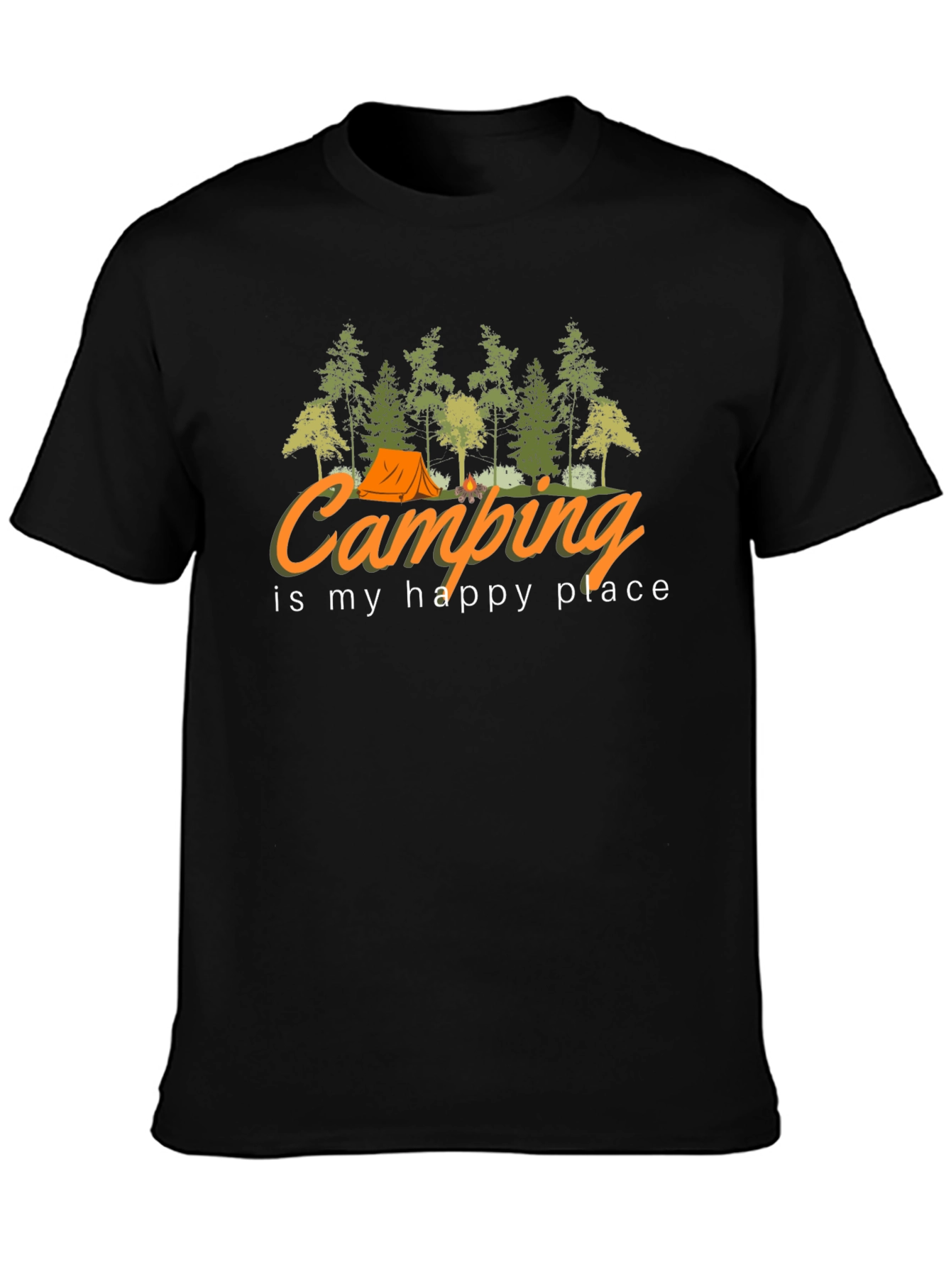 Camping is My Happy Place Black T-Shirt