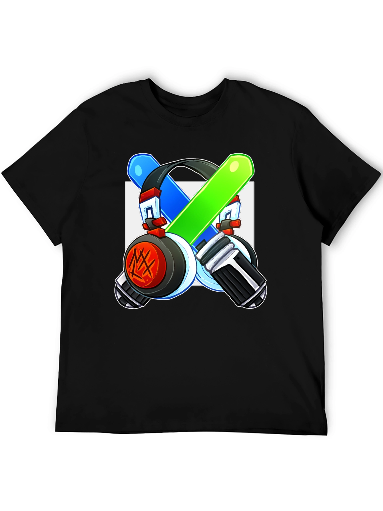 Cool Graphic Tee - Headphones & Light Saber Design