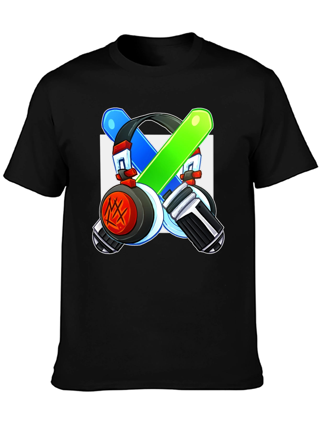 Cool Graphic Tee - Headphones & Light Saber Design