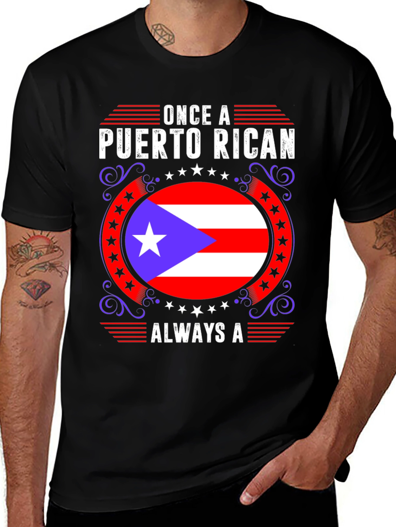 Puerto Rican Pride Graphic T-Shirt - Mens Black Tee