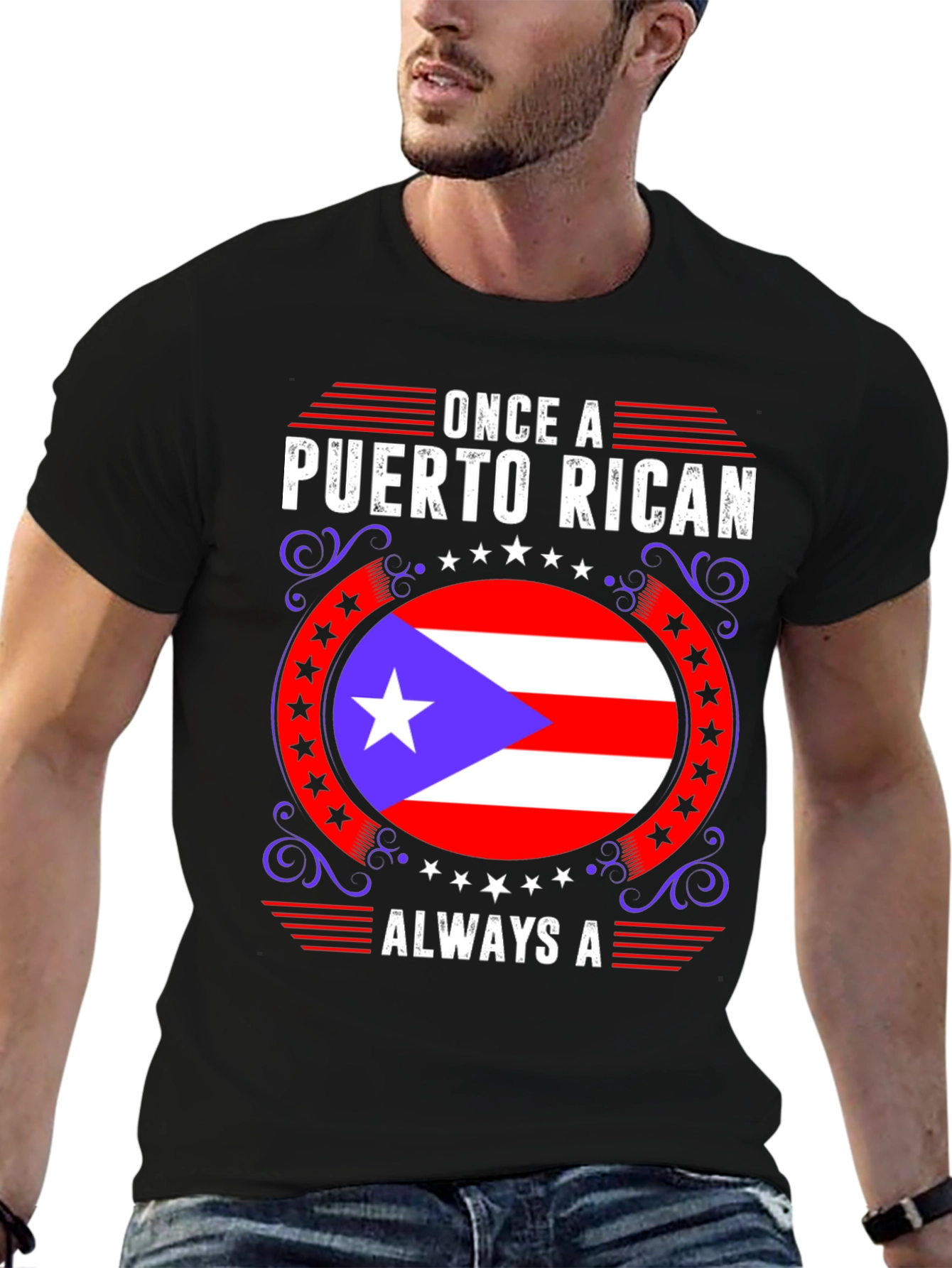 Puerto Rican Pride Graphic T-Shirt - Mens Black Tee