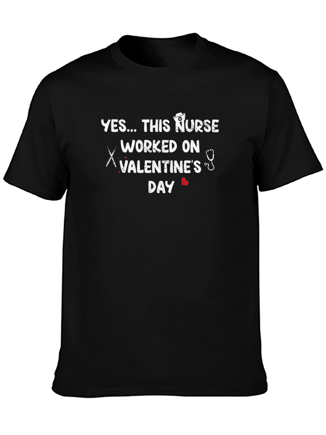 Nurse Valentines Day Black T-Shirt