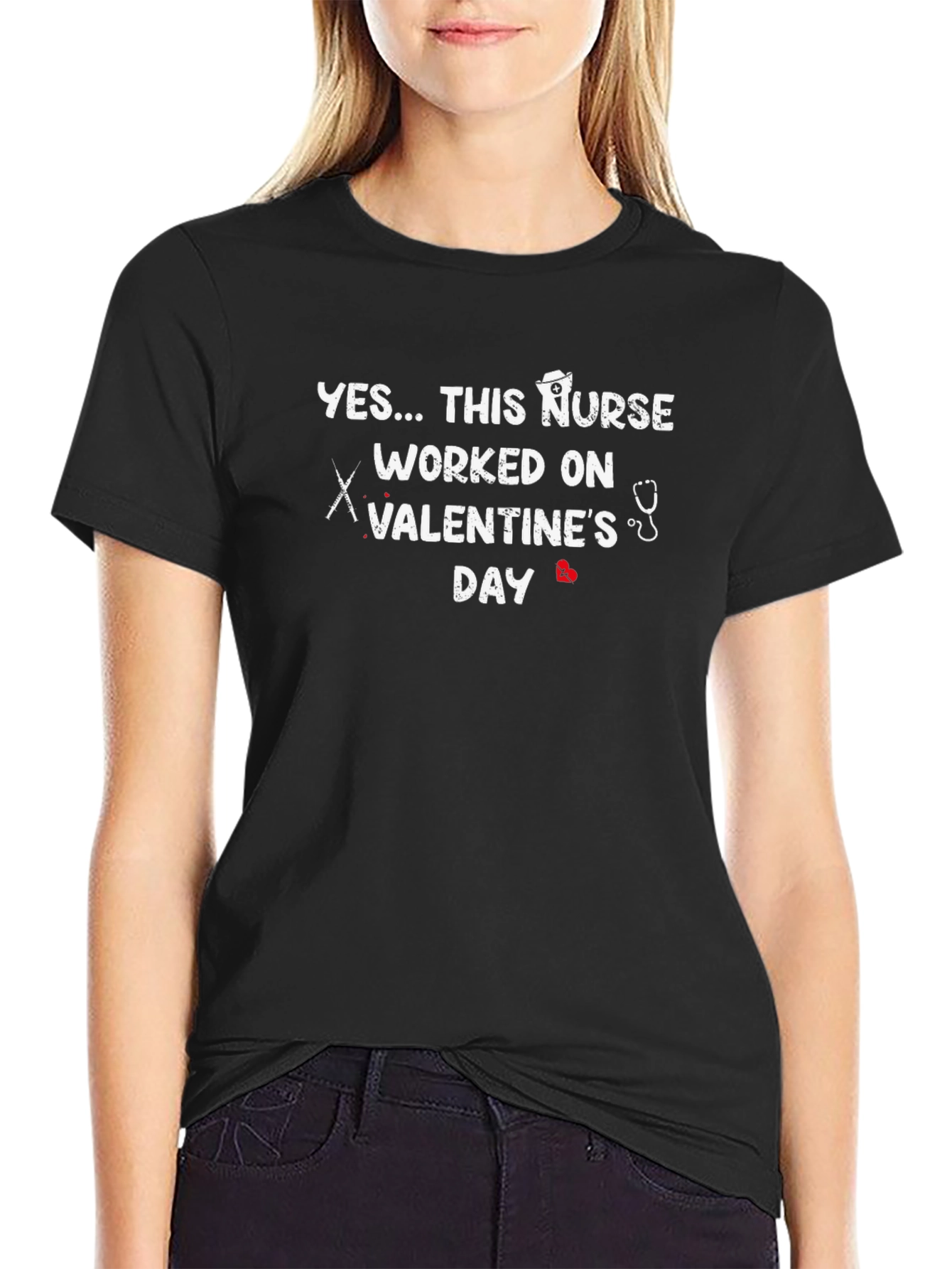 Nurse Valentines Day Black T-Shirt