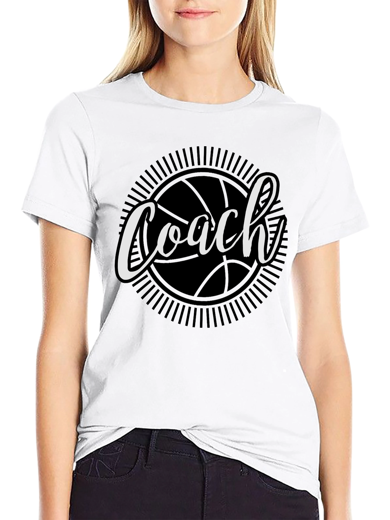 Coach Basketball Graphic T-Shirt - Black Cotton Tee