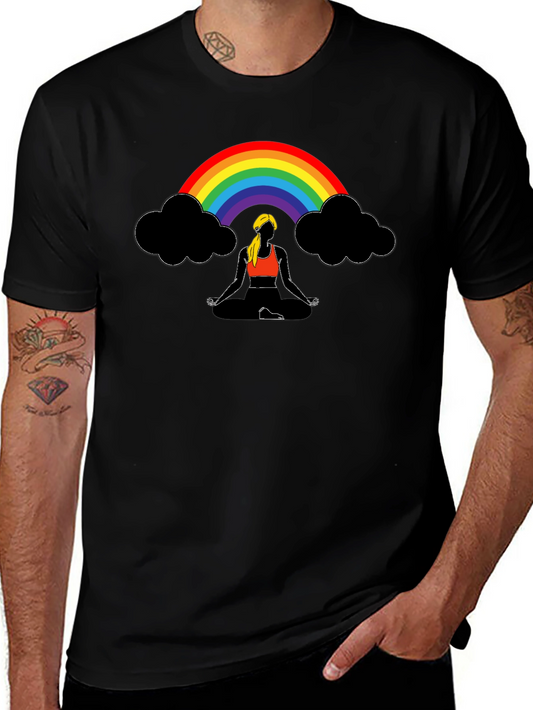 Rainbow Meditation T-Shirt - Black Cotton Tee