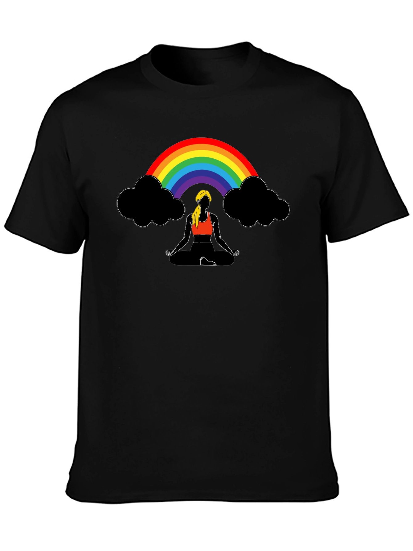 Rainbow Meditation T-Shirt - Black Cotton Tee