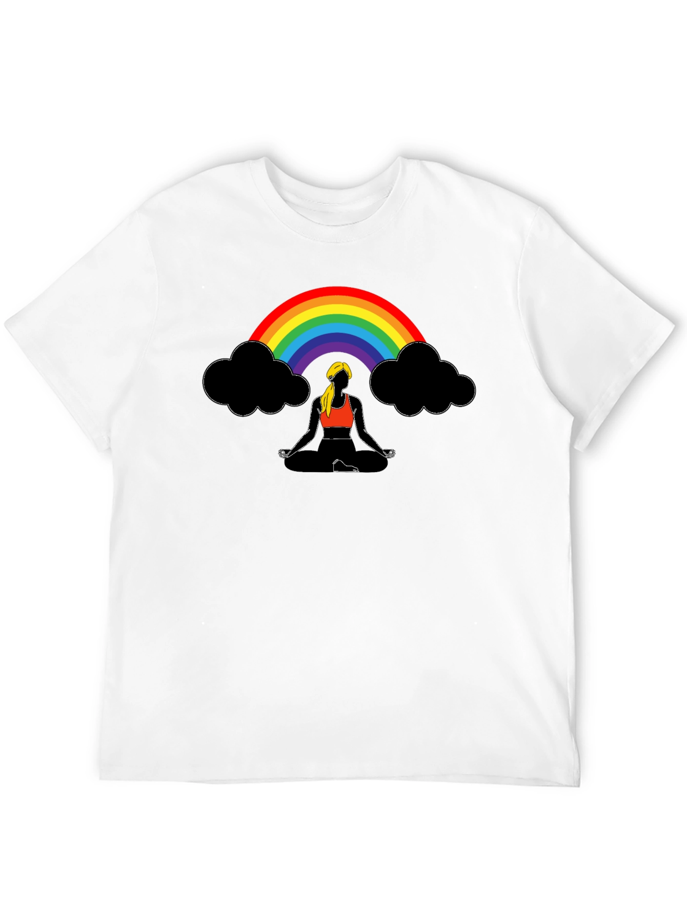 Rainbow Meditation T-Shirt - Black Cotton Tee