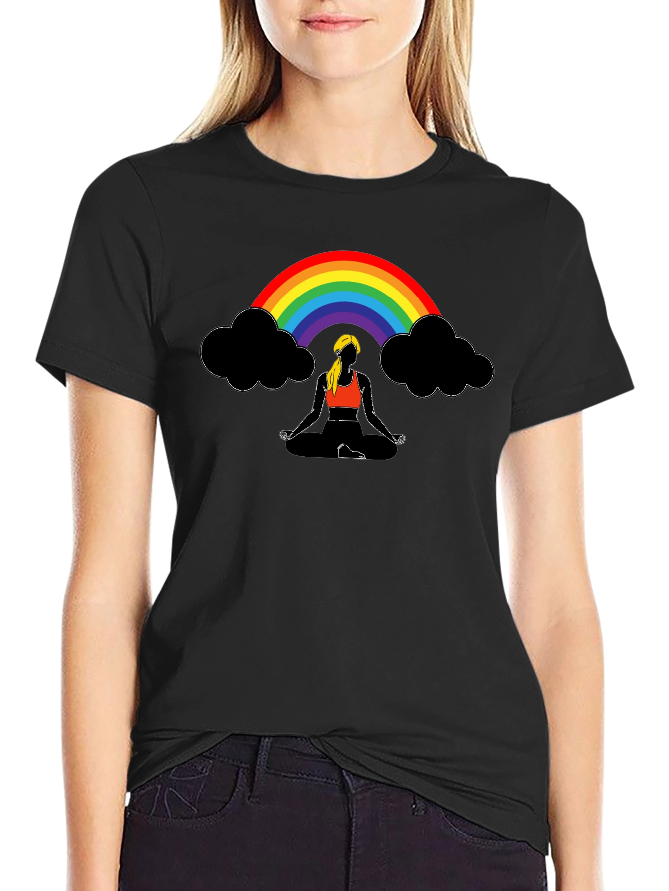 Rainbow Meditation T-Shirt - Black Cotton Tee