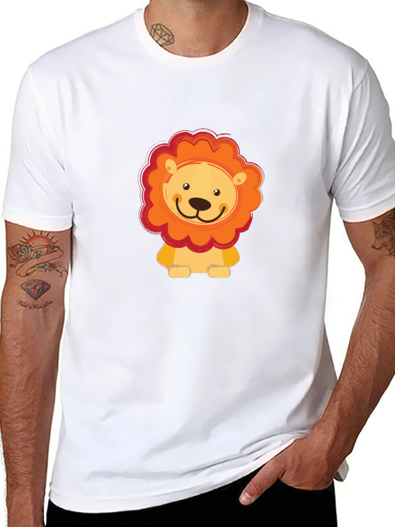 Cute Lion Graphic Black T-Shirt