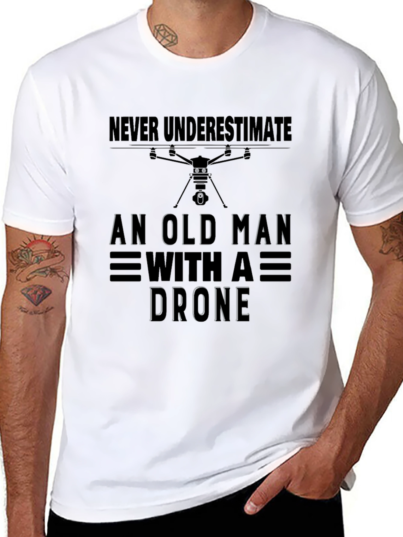 Old Man With A Drone T-Shirt