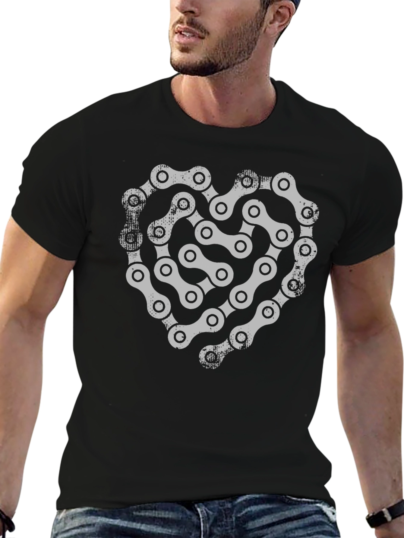 Chain Heart Graphic Tee - Cycling Love