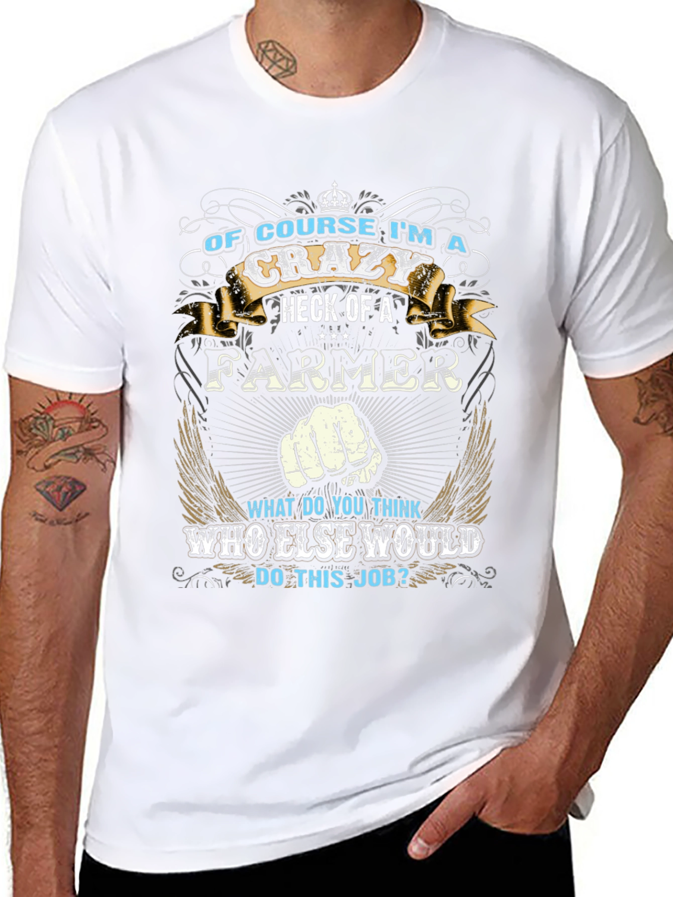Crazy Farmer T-Shirt - Black Crew Neck Tee