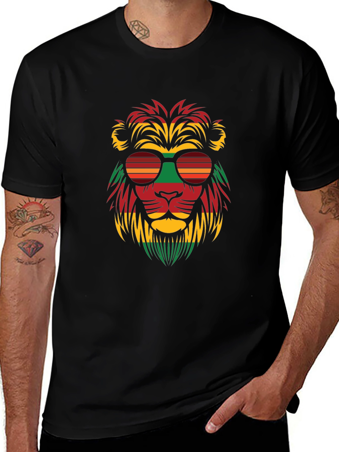 Cool Reggae Lion Graphic Tee - Black