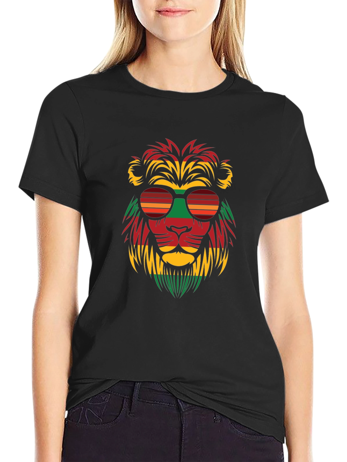 Cool Reggae Lion Graphic Tee - Black