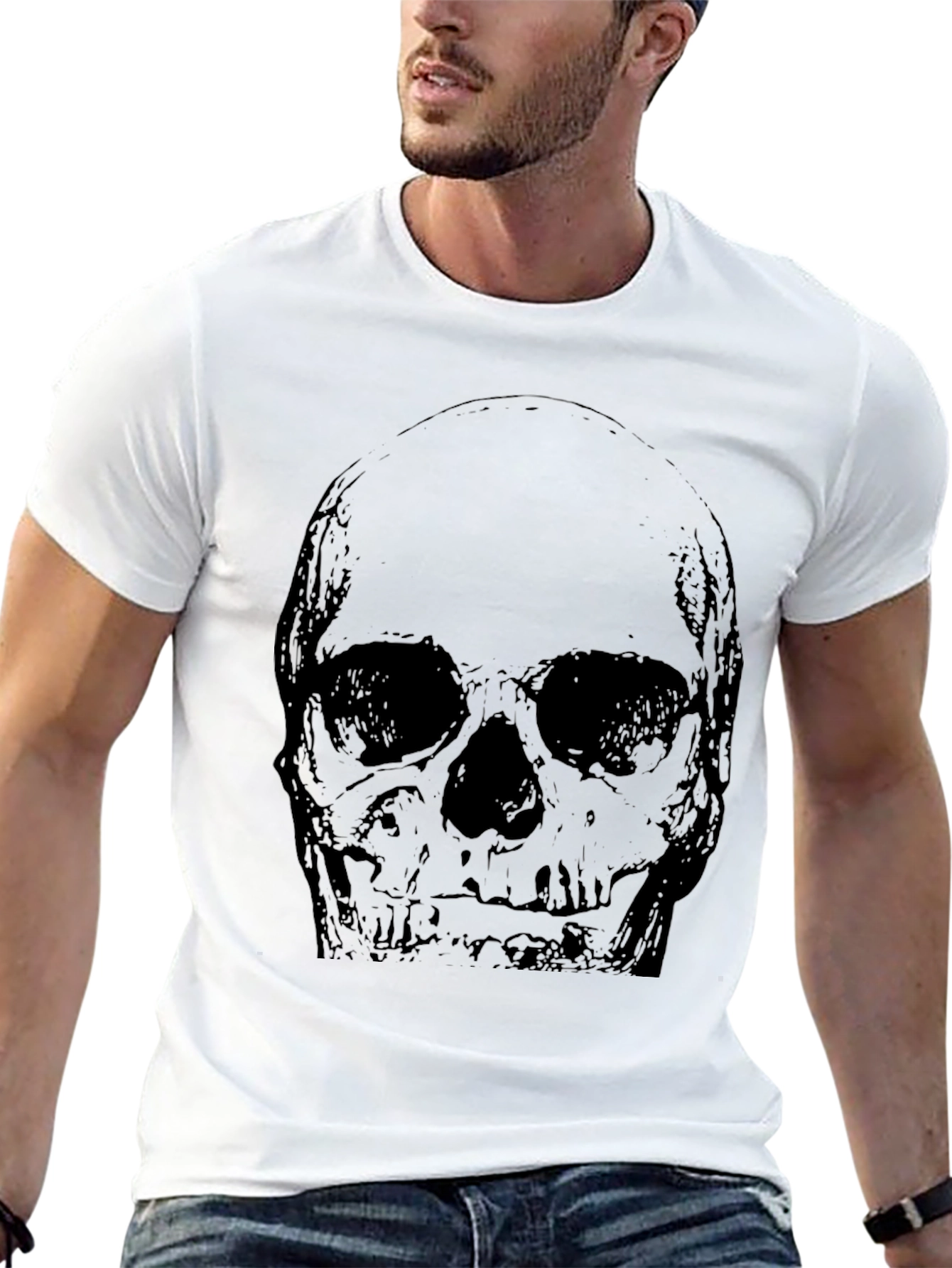 Skull Graphic Print Black T-Shirt