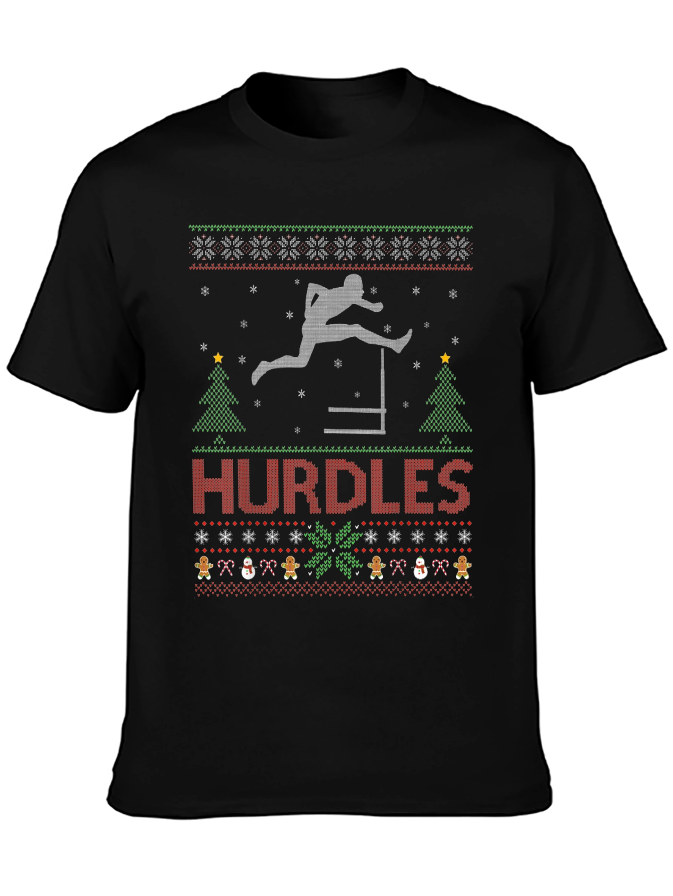 Hurdles Ugly Christmas Sweater T-Shirt - Track & Field