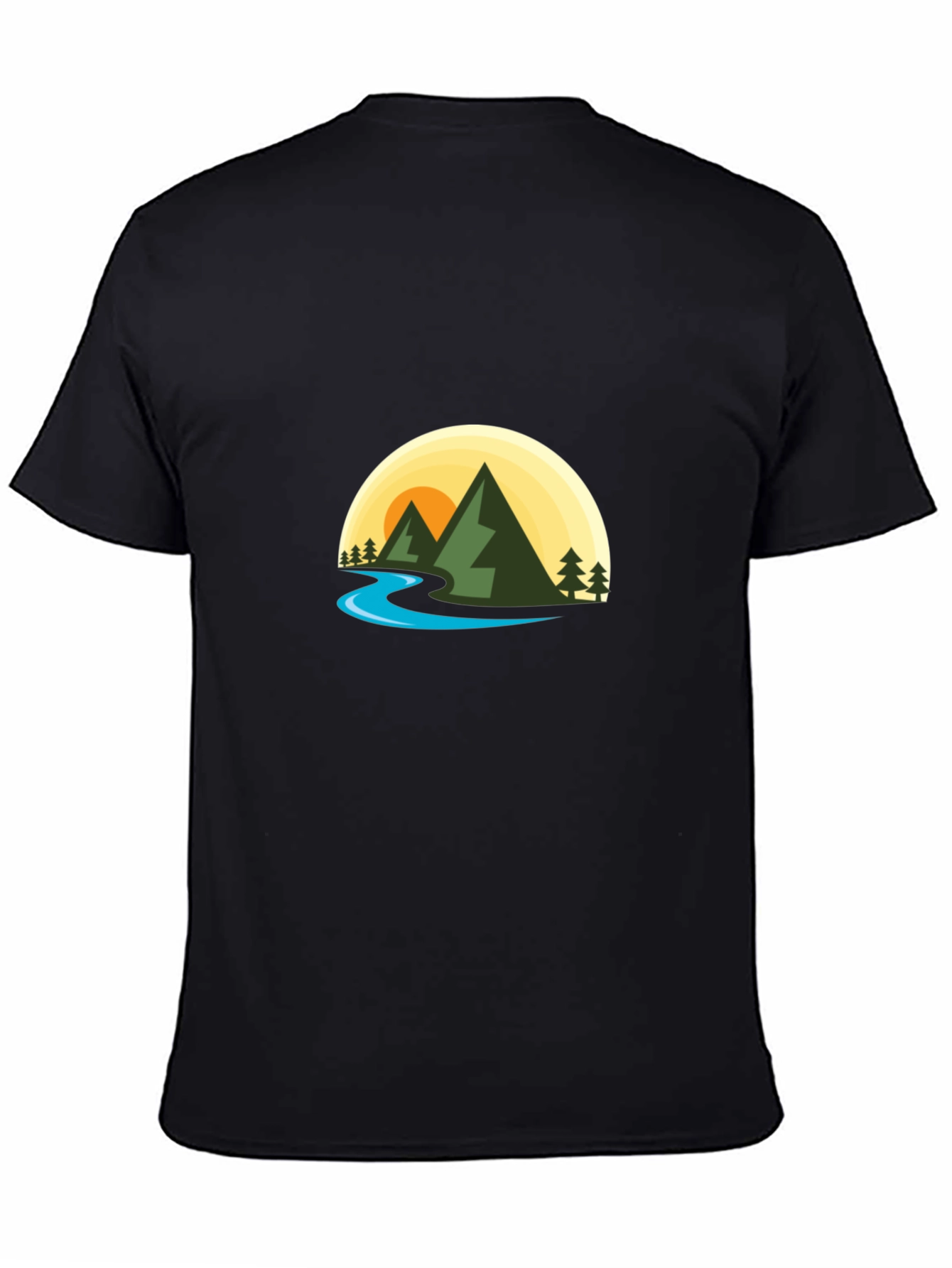 Nature Graphic Tee - Mountain River Scene