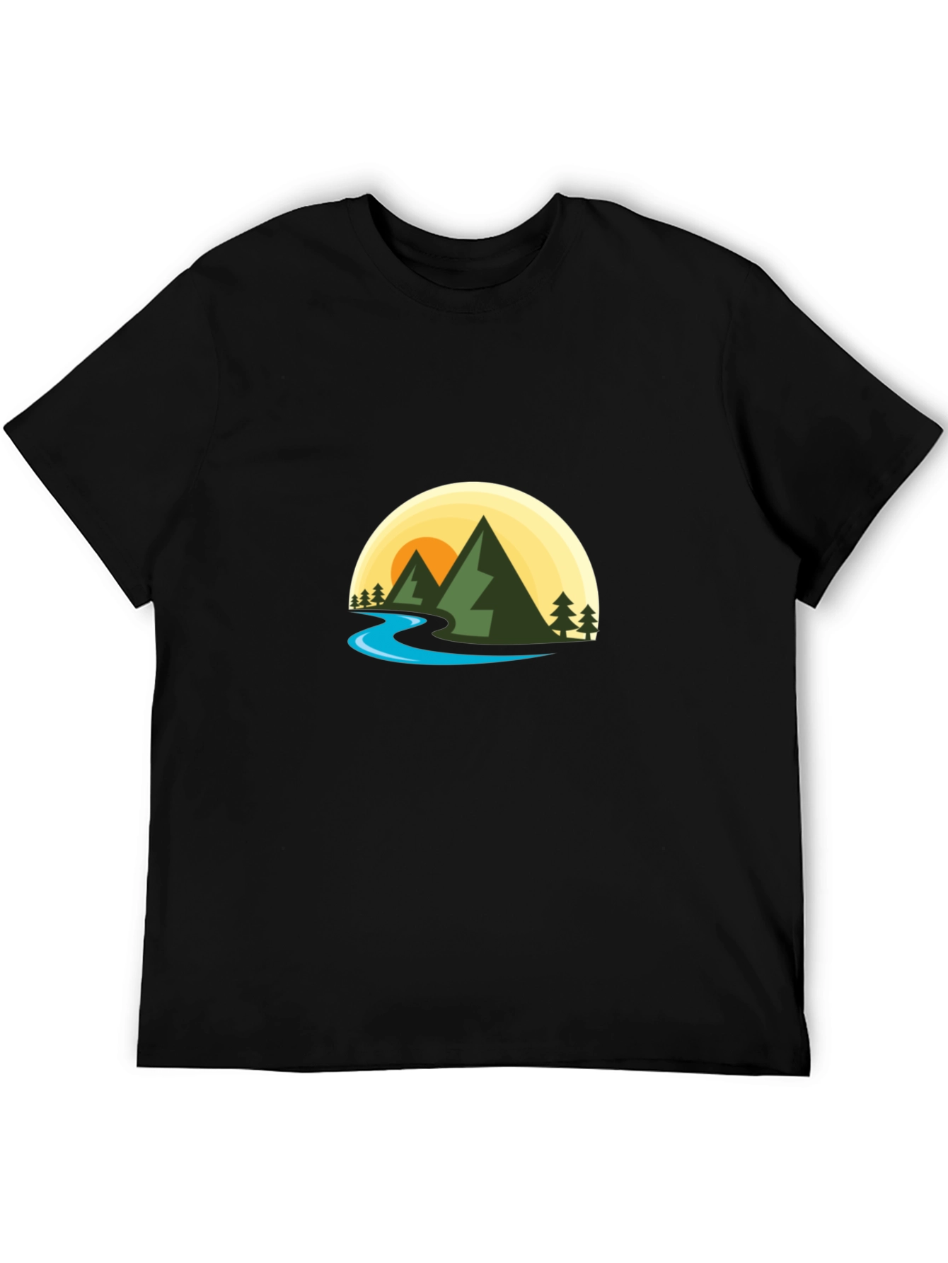Nature Graphic Tee - Mountain River Scene