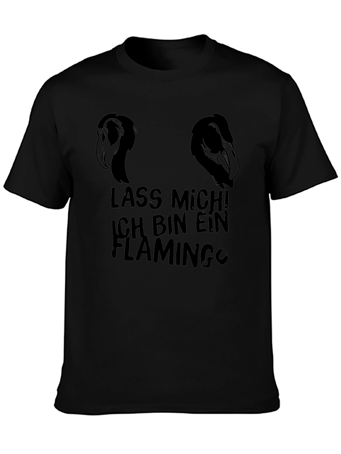 Lass Mich! Flamingo Graphic Black T-Shirt