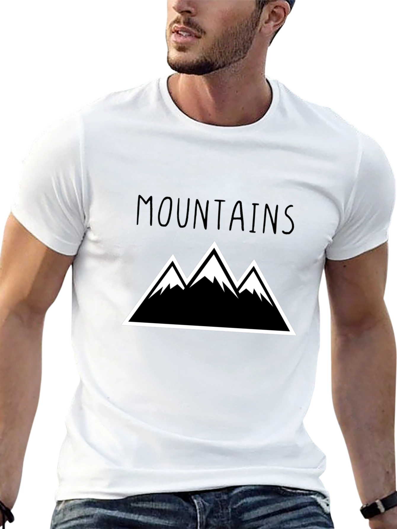 Mountains Graphic Print Tee - Black