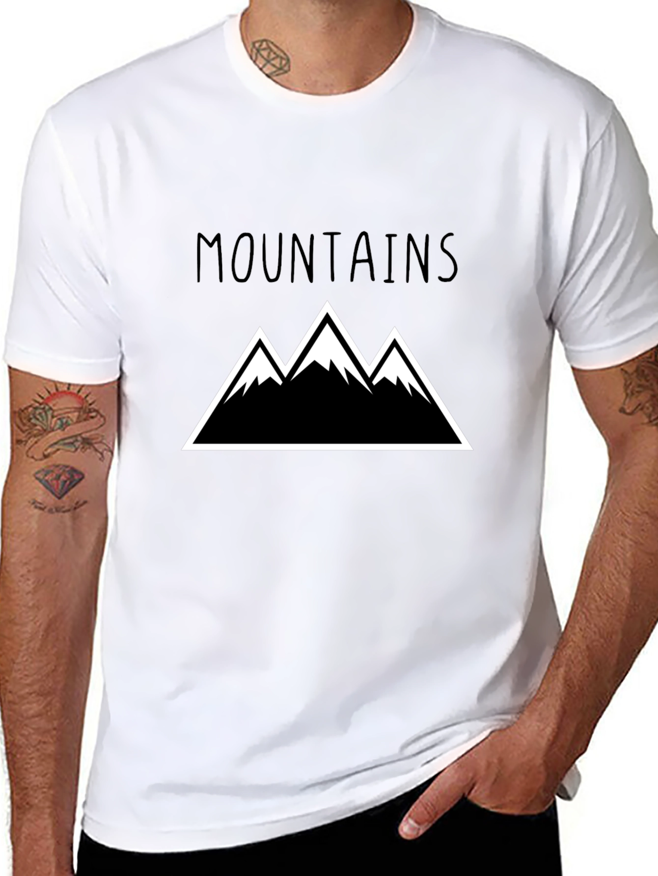 Mountains Graphic Print Tee - Black