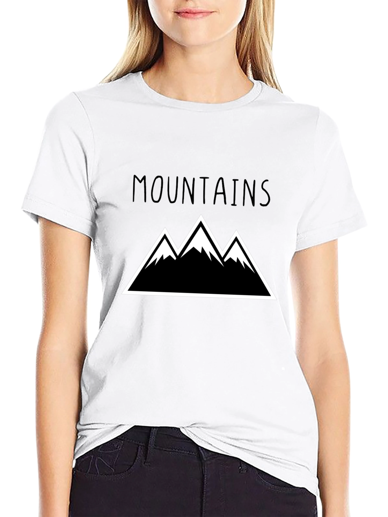 Mountains Graphic Print Tee - Black