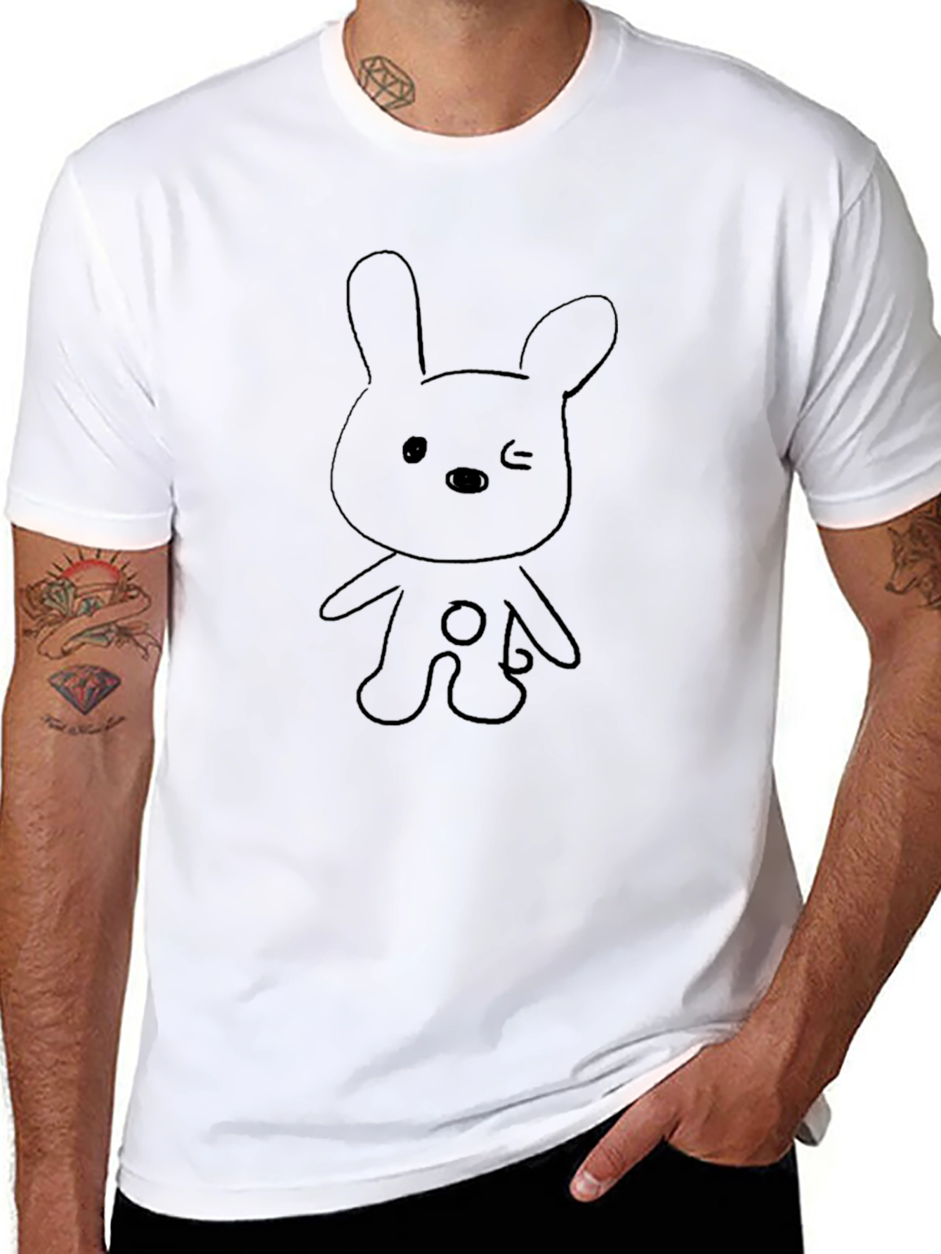 Cute Bunny Graphic Black T-Shirt
