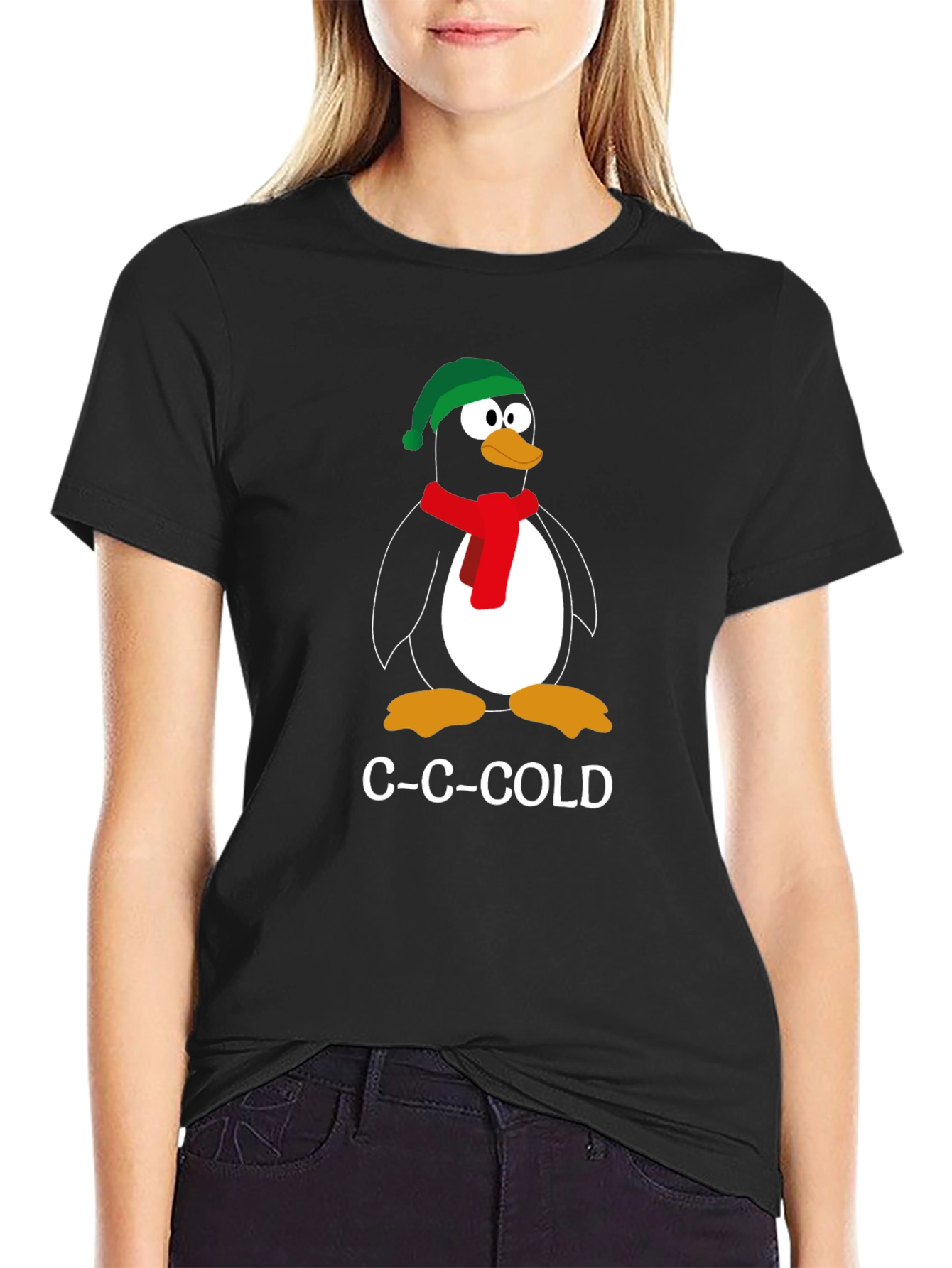 C-C-Cold Penguin Graphic Tee - Winter Fun