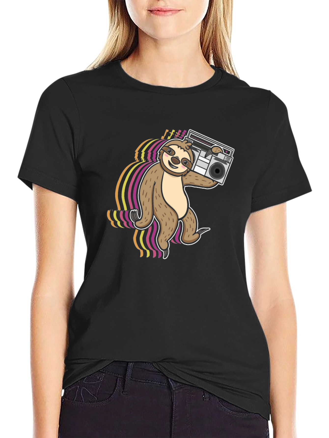 Sloth DJ T-Shirt - Black Graphic Tee