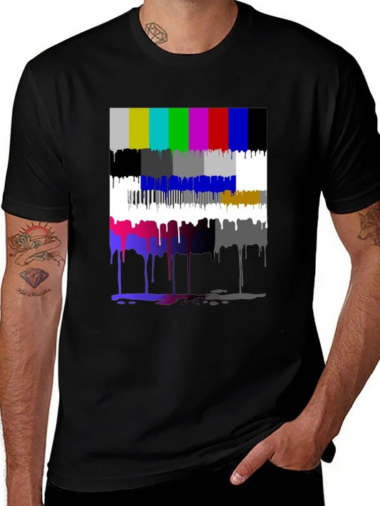 Dripping Color Bars Graphic Tee - Unique Design