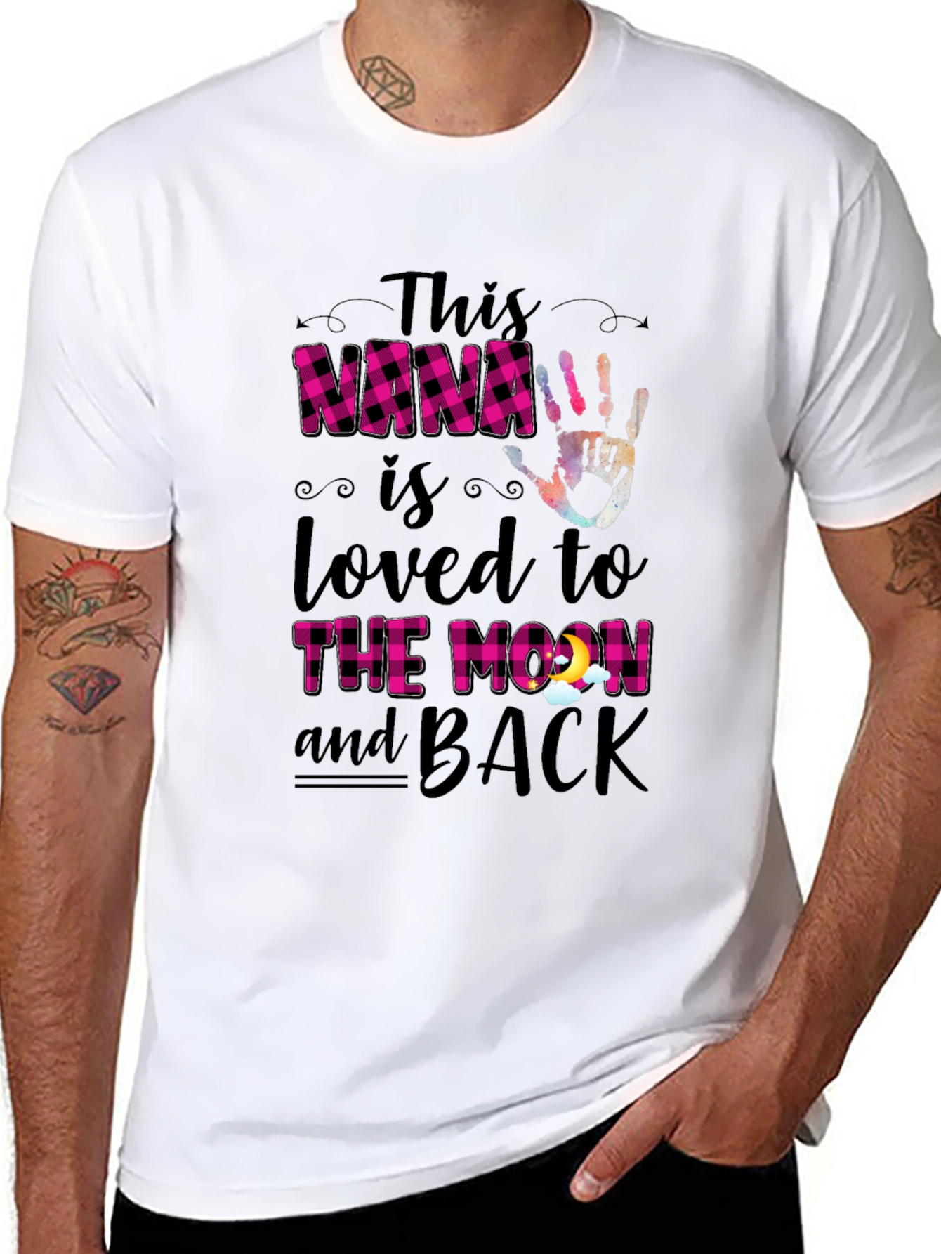 Nana Loved to the Moon & Back Black T-Shirt