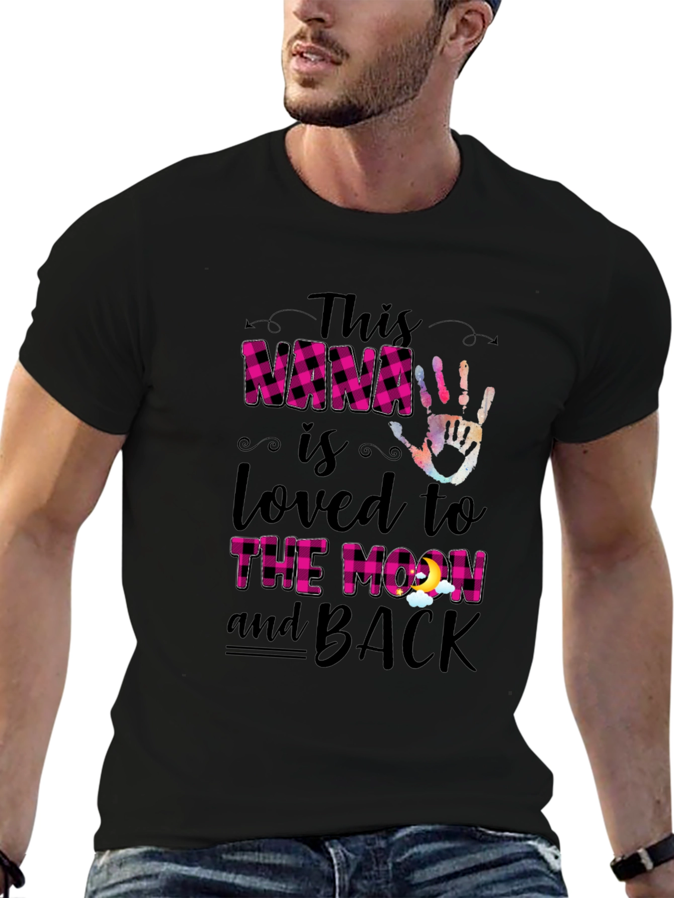 Nana Loved to the Moon & Back Black T-Shirt