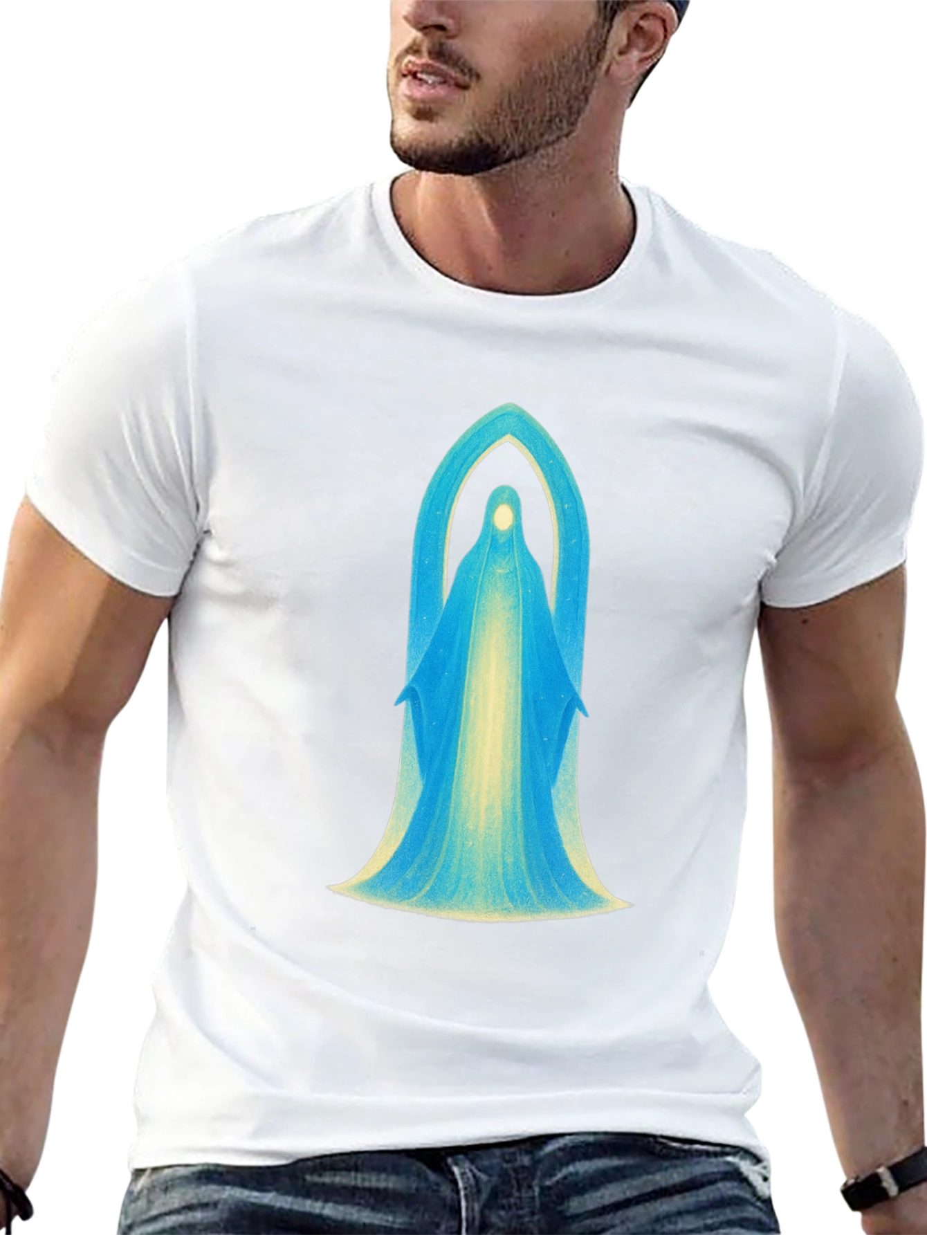 Mystical Virgin Mary Graphic Black T-Shirt