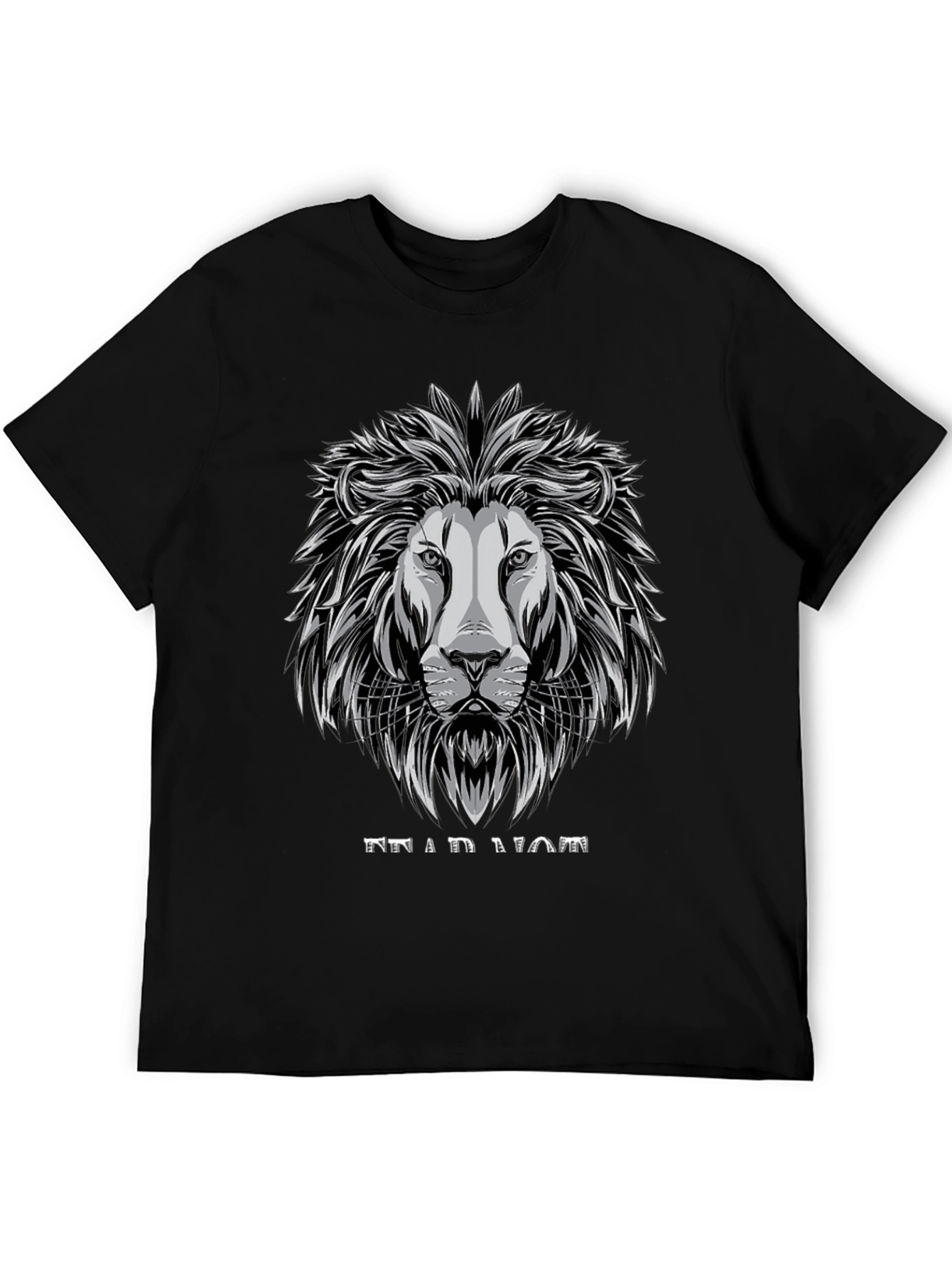 Lion Graphic Tee - Black Cotton T-Shirt
