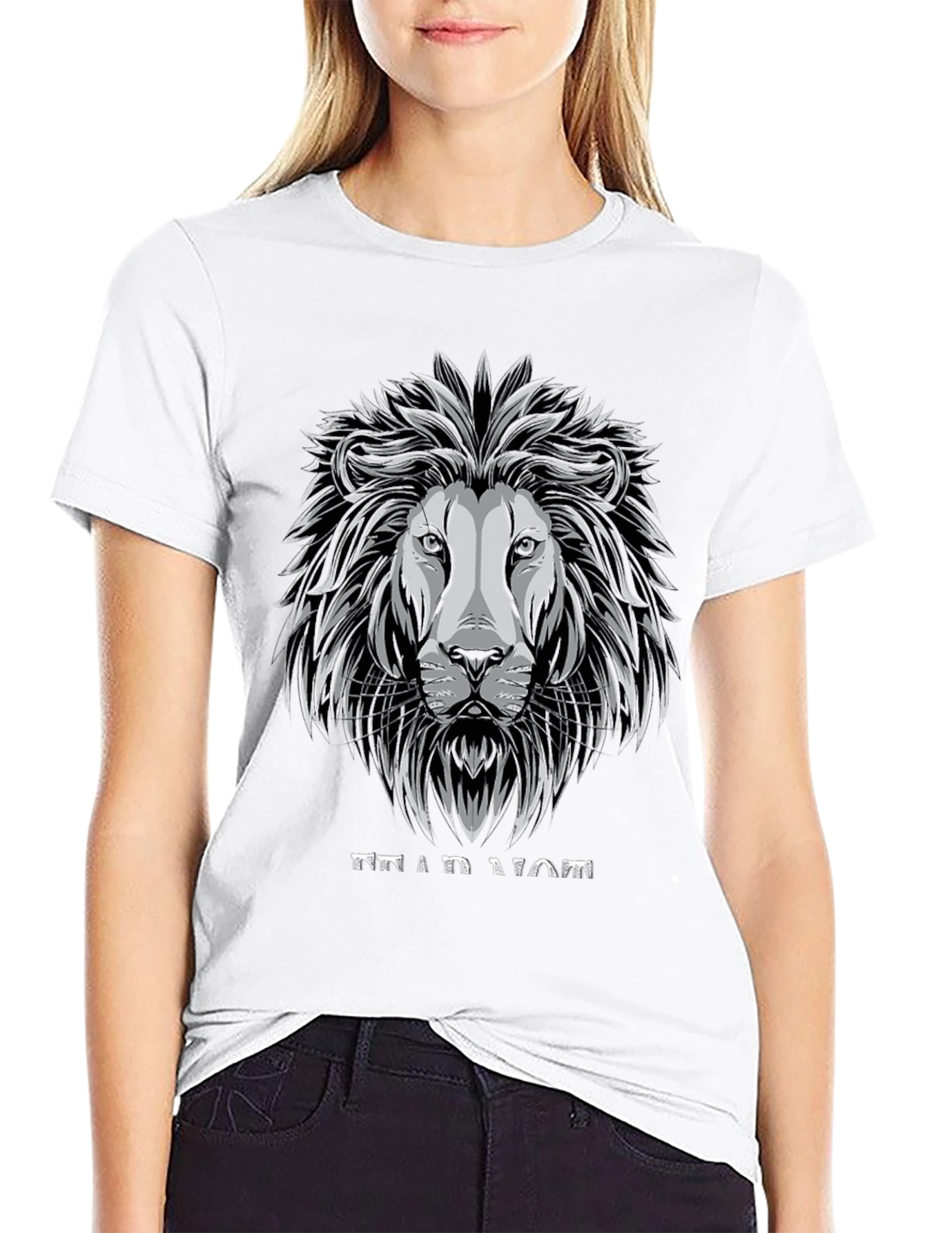 Lion Graphic Tee - Black Cotton T-Shirt