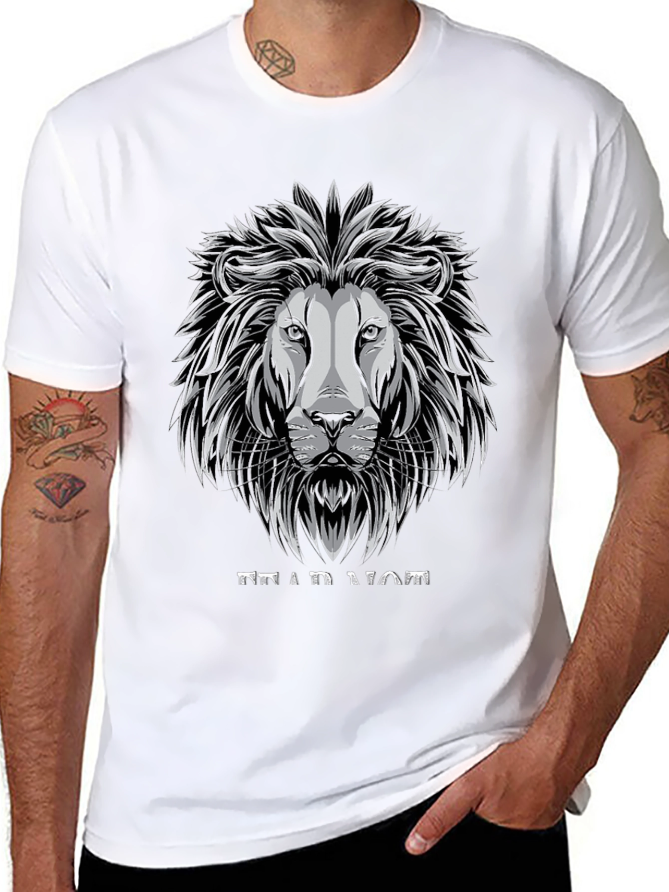 Lion Graphic Tee - Black Cotton T-Shirt