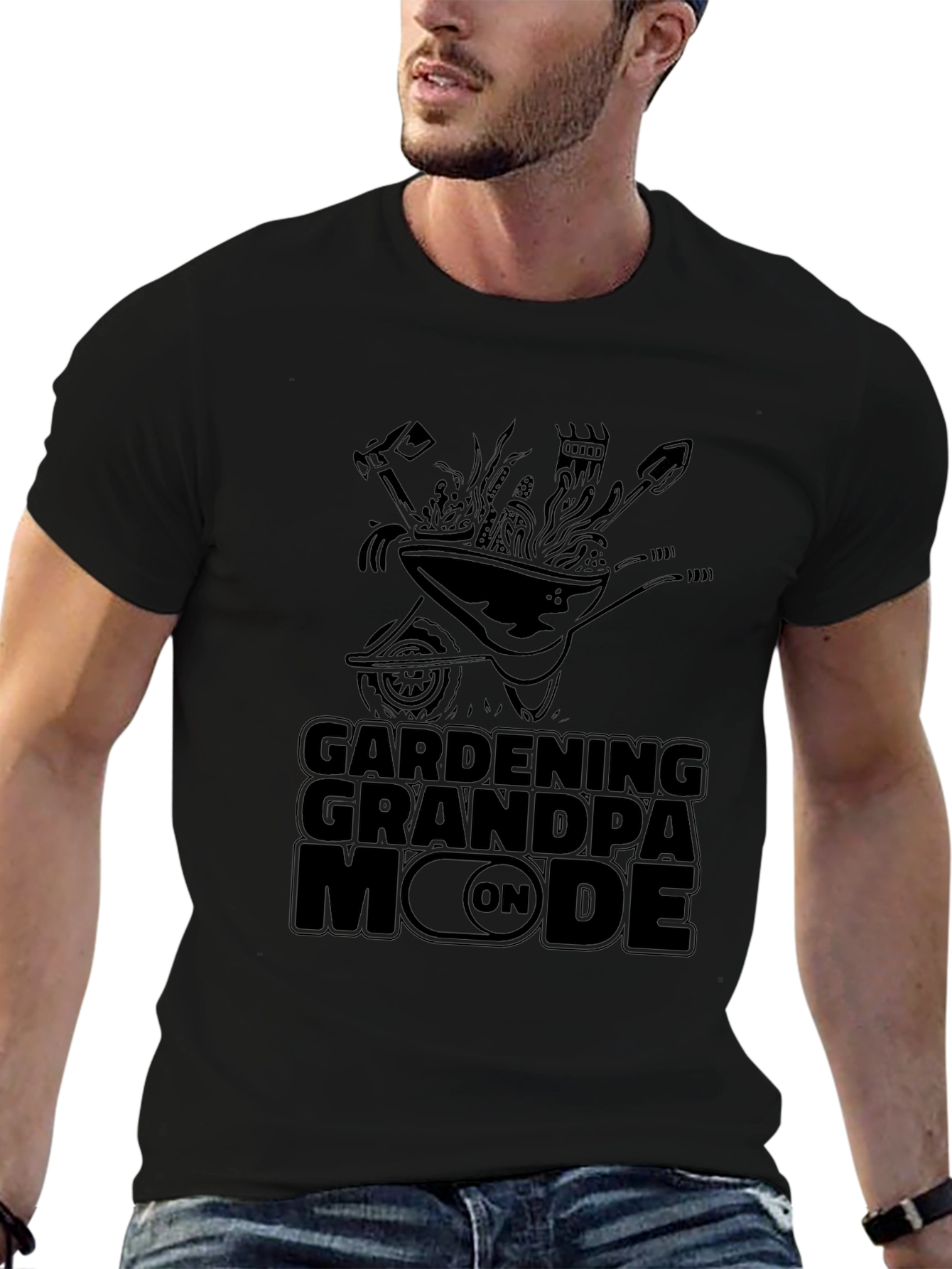 Gardening Grandpa Mode On T-Shirt - Black
