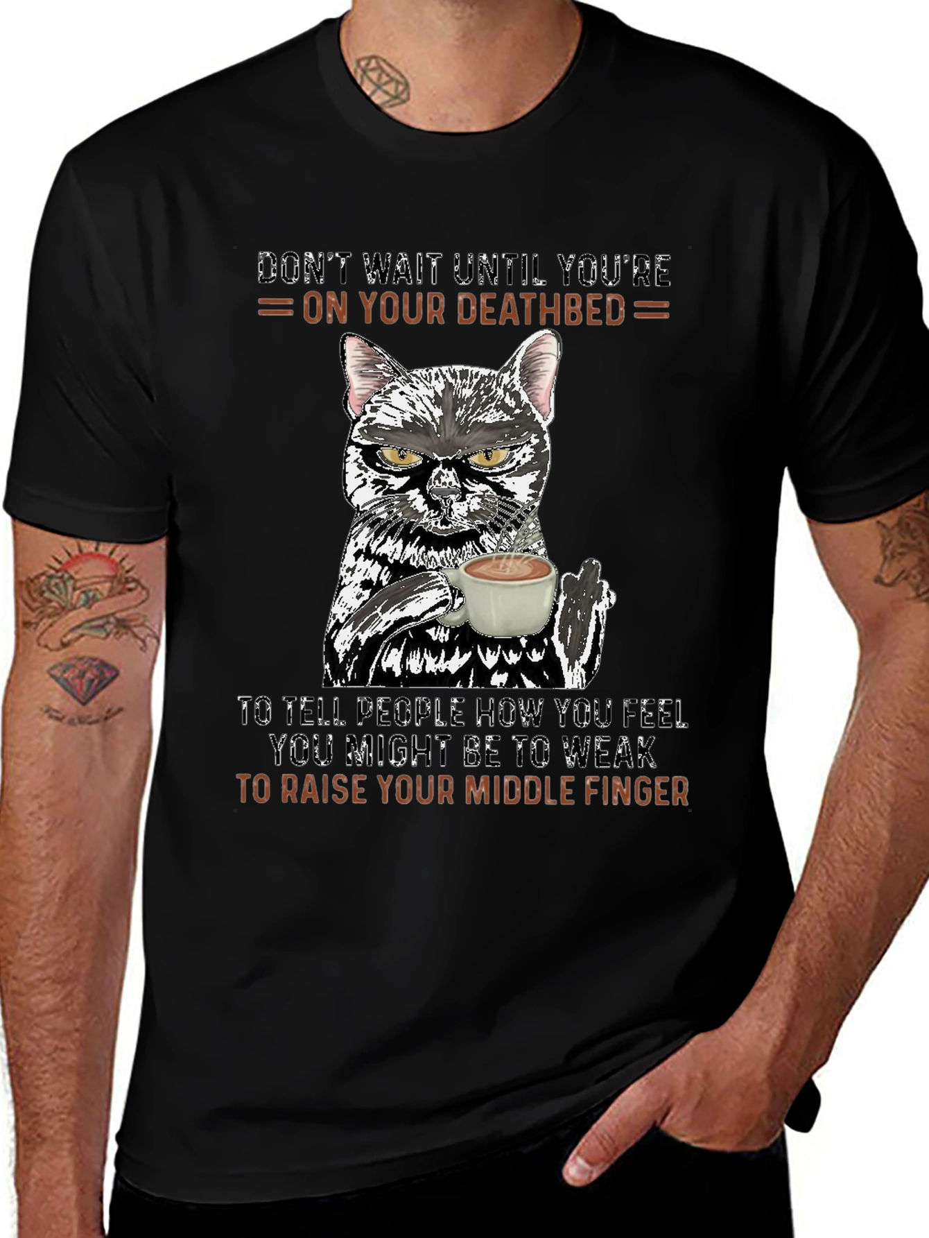 Dont Wait Cat T-Shirt: Middle Finger Attitude