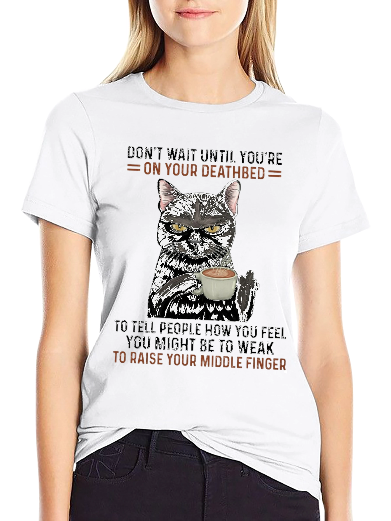 Dont Wait Cat T-Shirt: Middle Finger Attitude