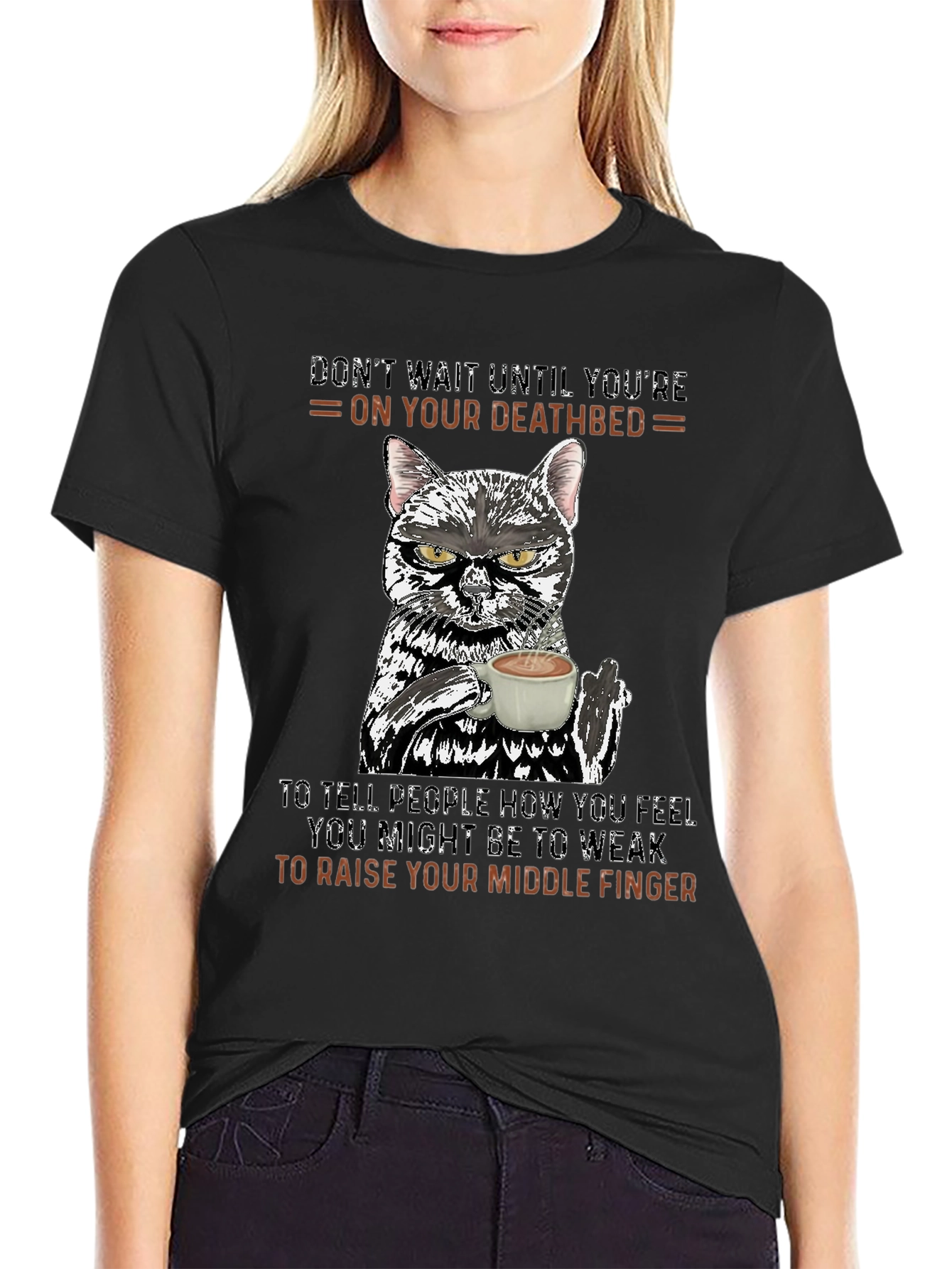 Dont Wait Cat T-Shirt: Middle Finger Attitude